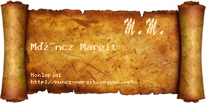 Müncz Margit névjegykártya